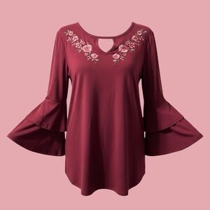 Absolutely Famous Floral Bell Sleeve Blouse